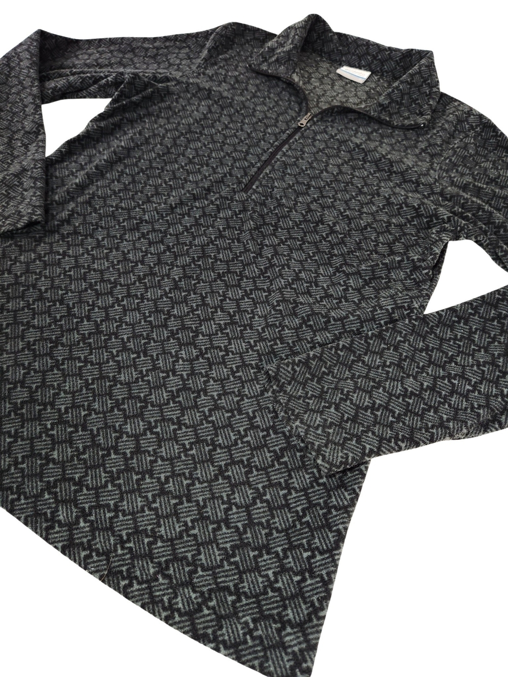 Columbia Women's Medium Gray Black Print Fleece 1/2 Zip Pullover Jacket M - Picture 8 of 14